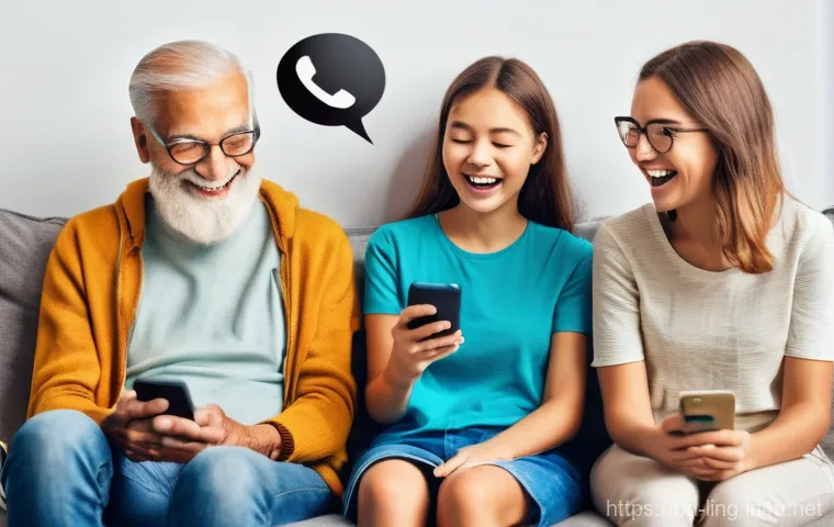 사회언어학 개념 - **Digital Language Across Generations:** A warm and inviting scene in a modern living room where a m...