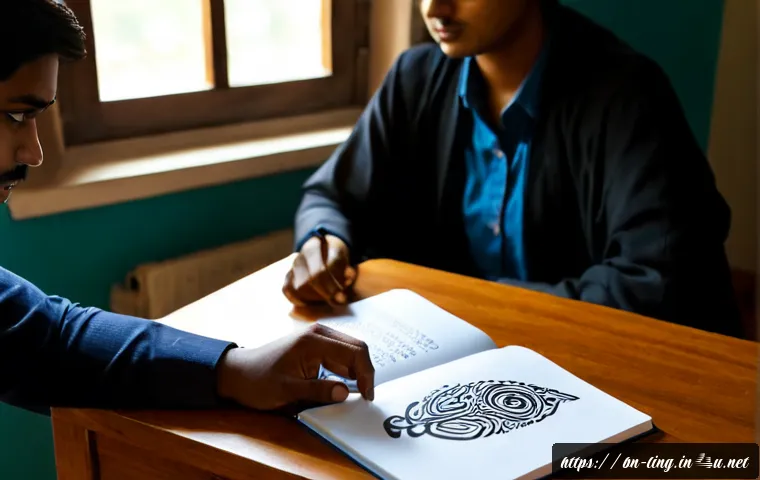 상징적 언어 연구 - Photorealistic university linguistics researcher from Bangladesh studying symbolic language, seated ...